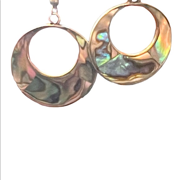 Vintage mexico abalone alpaca silver dangle earrings - Picture 4 of 6